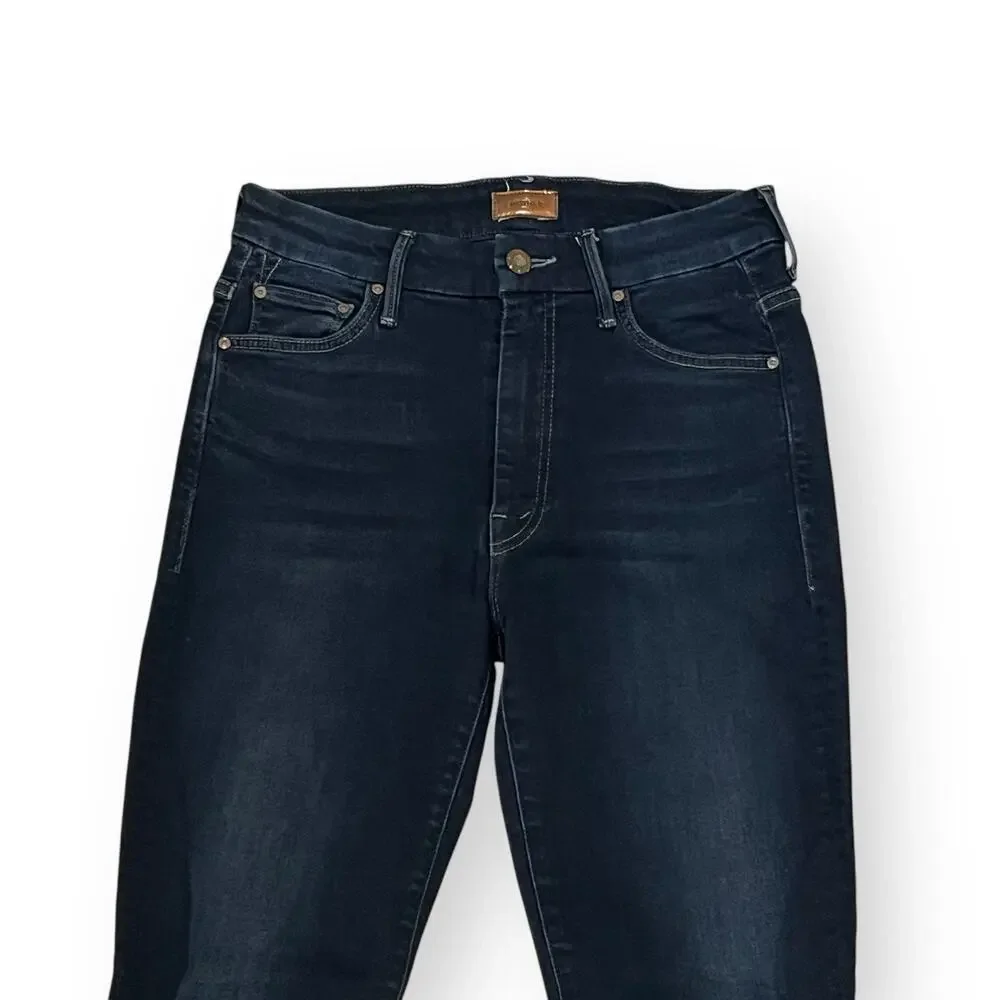 MOTHER Jeans Womens 26 High Waisted Looker Coffee Tea Or Me Denim Dark Blue Wash